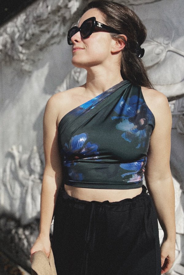 One Shoulder Top Flower Prints - Take It Easy Honey