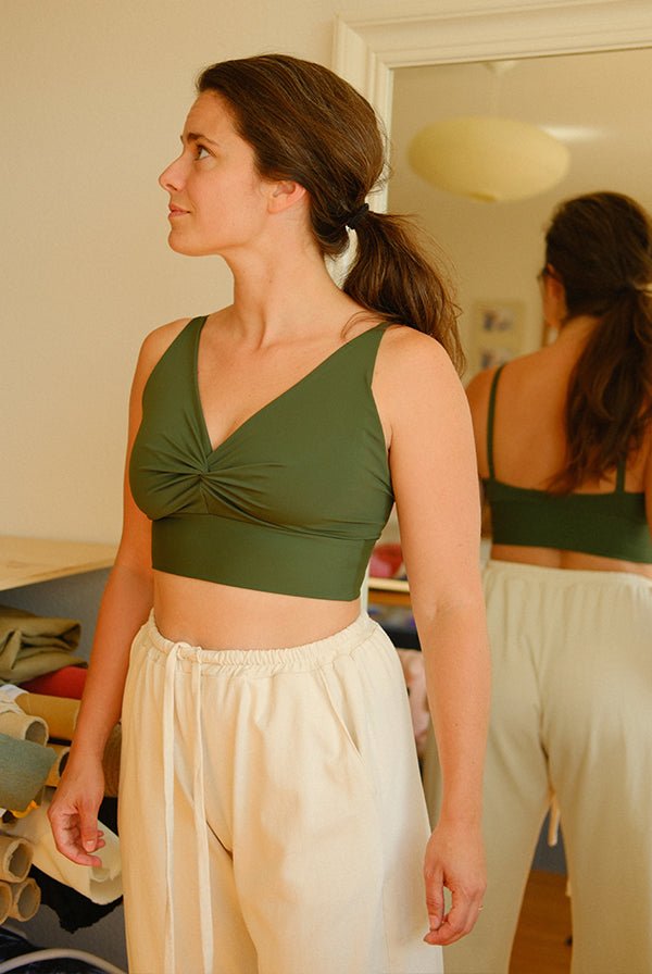 V-Neck Draped Top Uni Colors - Take It Easy Honey