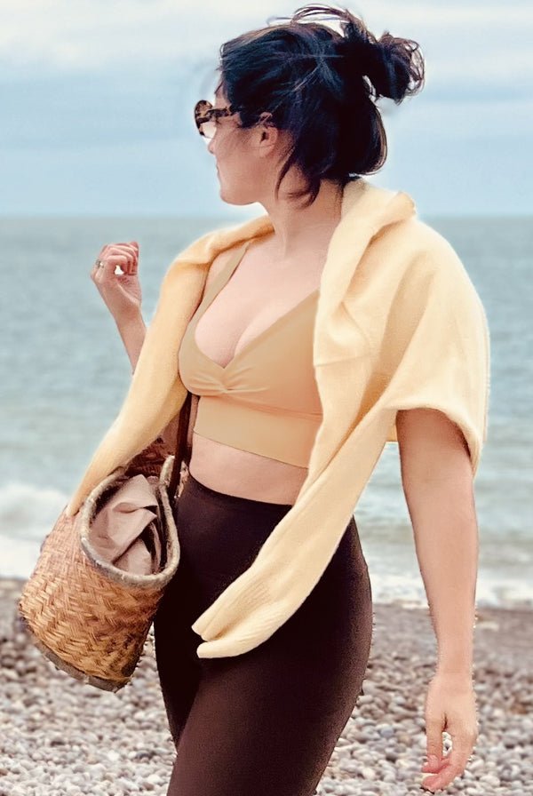 V-Neck Draped Top Uni Colors - Take It Easy Honey